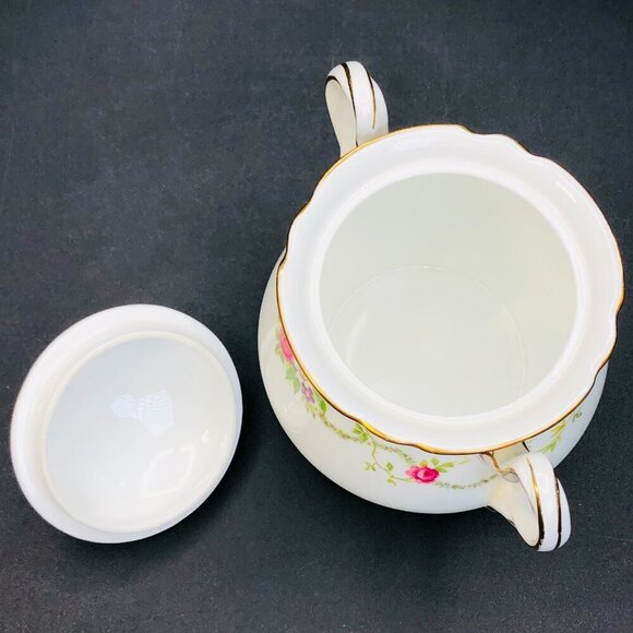 40s SHELLEY Dubarry Blue Sugar Bowl with Lid Floral Fine Bone China England - Picture 5 of 13